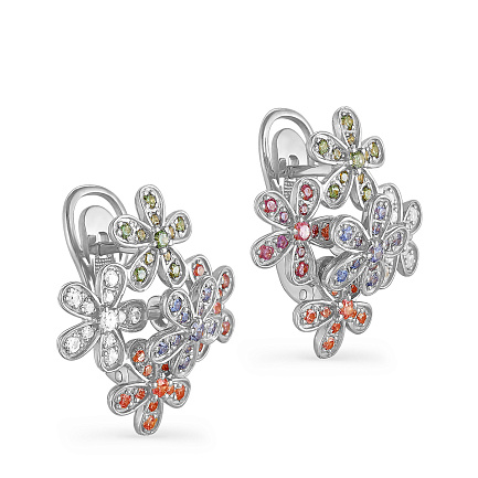 Серьги с английским замком из серебра с фианитами