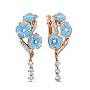 Серьги с английским замком из красного золота с бриллиантами