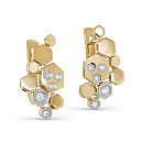 Серьги с английским замком из желтого золота с бриллиантами