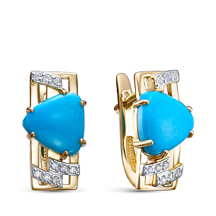 Серьги из желтого золота с бриллиантом