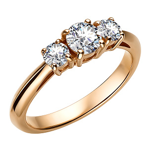 Кольцо из красного золота с бриллиантом