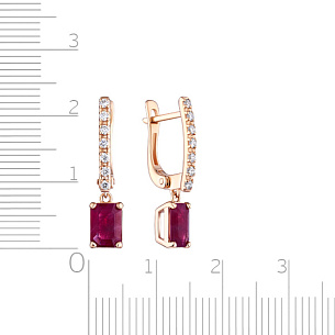 Серьги с английским замком из красного золота с рубином