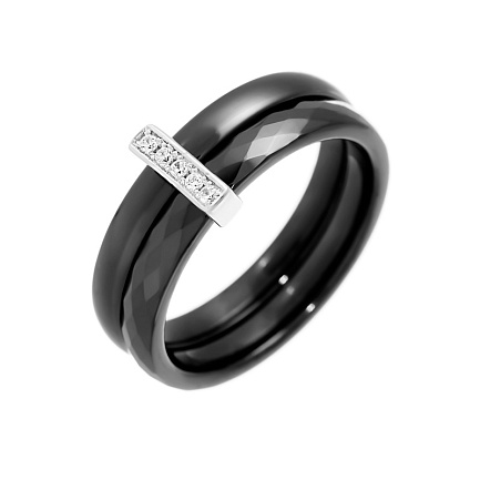 Кольцо из серебра с керамикой, фианитами