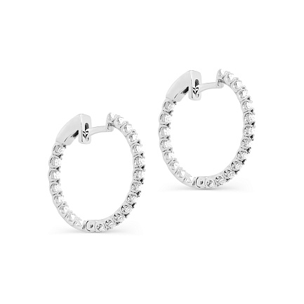 Серьги с английским замком из белого золота с бриллиантами