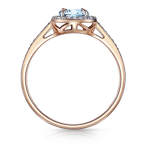 Кольцо из красного золота с бриллиантами, топазом