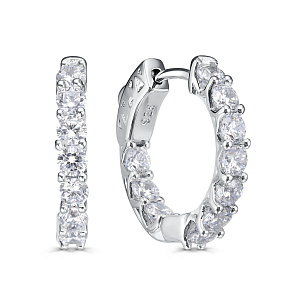 Серьги с английским замком из серебра с фианитом