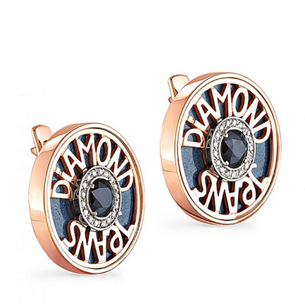 Серьги с английским замком из красного золота с бриллиантами