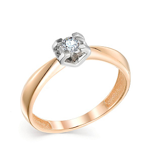 Кольцо из красного золота с бриллиантом