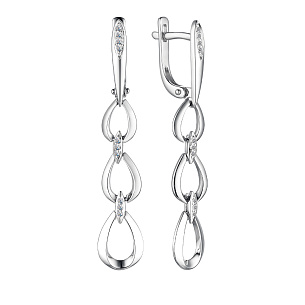 Серьги с английским замком из белого золота с бриллиантом