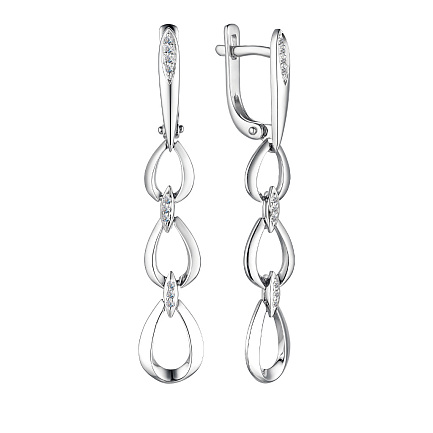 Серьги с английским замком из белого золота с бриллиантами