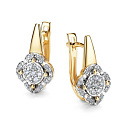 Серьги с английским замком из желтого золота с бриллиантами