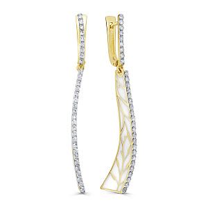 Серьги с английским замком из желтого золота с бриллиантами