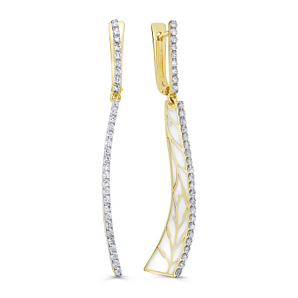 Серьги с английским замком из желтого золота с бриллиантами