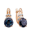 Серьги из красного золота с бриллиантами, топазом