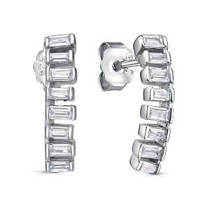 Серьги с английским замком из серебра с фианитом