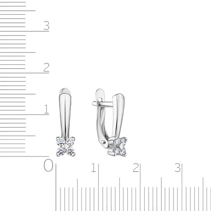 Серьги с английским замком из белого золота с бриллиантами