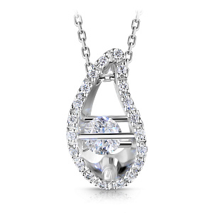 Колье из белого золота с бриллиантами, плетение якорное