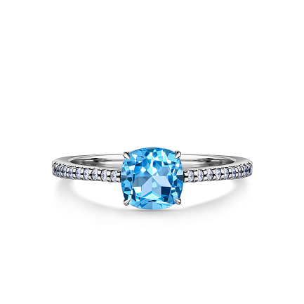 Кольцо из белого золота с бриллиантами, топазом