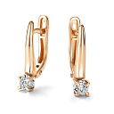 Серьги с английским замком из красного золота с бриллиантами