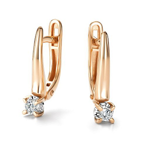 Серьги с английским замком из красного золота с бриллиантами