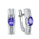 Серьги из белого золота с бриллиантами, танзанитами