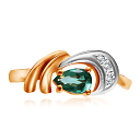 Кольцо из красного золота с бриллиантами, изумрудом