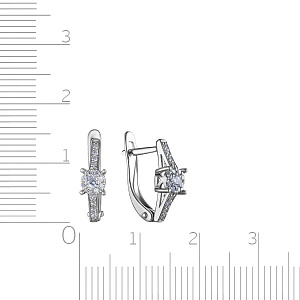 Серьги с английским замком из серебра с фианитом