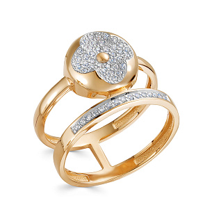 Кольцо из красного золота с бриллиантом