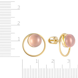 Пусеты из желтого золота с кварцем