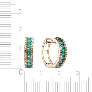 Серьги Конго из желтого золота с бриллиантами и изумрудами