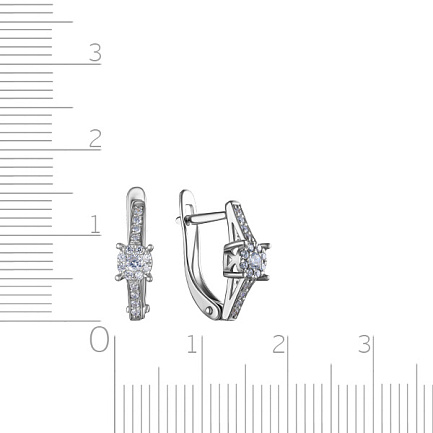 Серьги с английским замком из серебра с фианитом