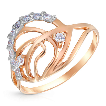 Кольцо из красного золота с фианитом