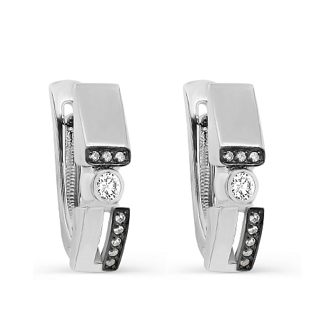 Серьги с английским замком из белого золота с бриллиантами