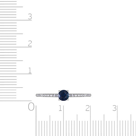 Кольцо из белого золота с бриллиантами, сапфиром
