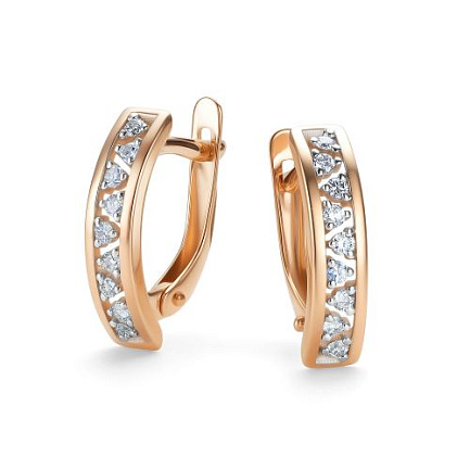 Серьги с английским замком из красного золота с бриллиантами