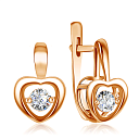 Серьги с английским замком из красного золота с бриллиантами