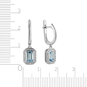 Серьги с английским замком из белого золота с аквамарином