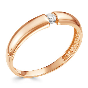 Кольцо из красного золота с бриллиантом