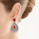 Серьги из серебра с агатом, фианитом