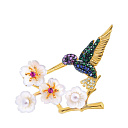 Брошь из серебра с жемчугом, перламутром