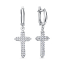 Серьги с английским замком из серебра с фианитами