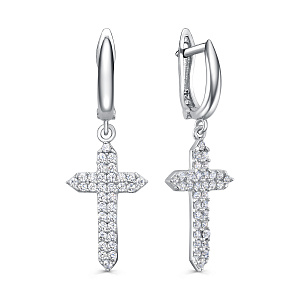 Серьги с английским замком из серебра с фианитами