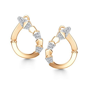 Серьги с английским замком из красного золота с бриллиантами