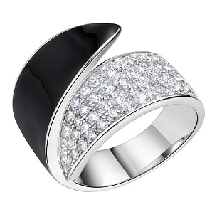 Серебряное кольцо с фианитами, эмалью