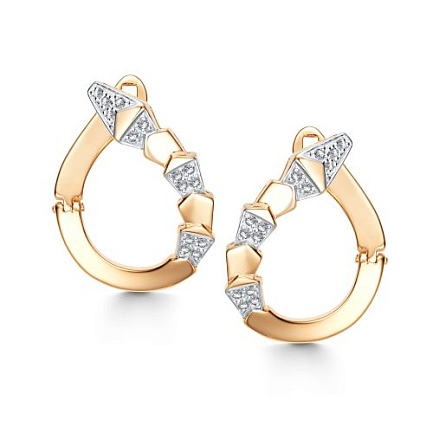 Серьги с английским замком из красного золота с бриллиантами