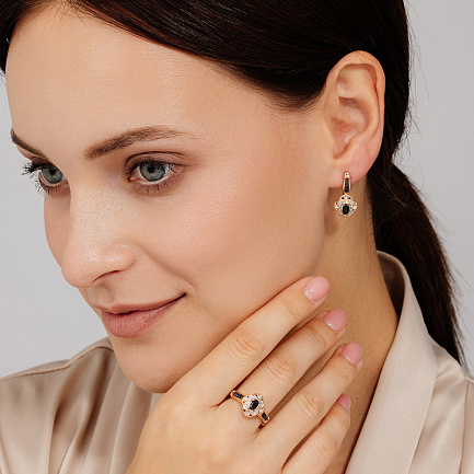 Серьги с английским замком из красного золота с бриллиантами