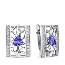 Серьги из белого золота с бриллиантами, танзанитами