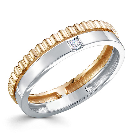 Кольцо обручальное из комбинированного золота