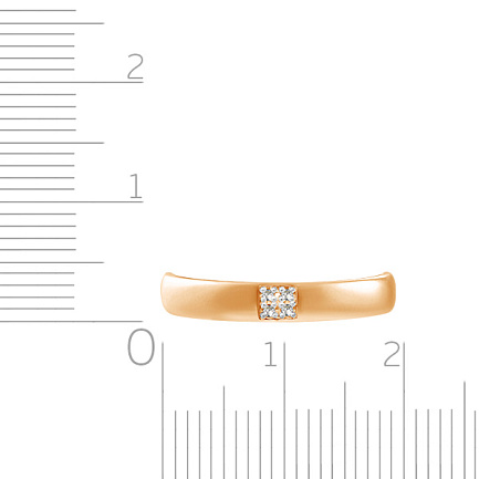 Кольцо обручальное из красного золота с бриллиантами