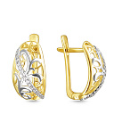 Серьги из желтого золота с фианитом